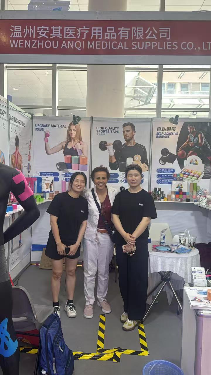 Visitors learned about kinesiology tape manufacturer services and customization options.